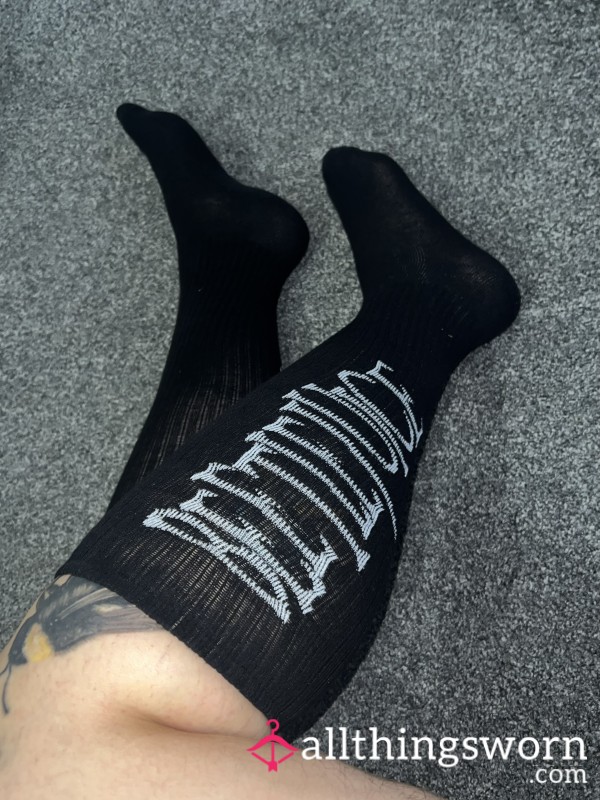 Knee High Black Beetlejuice Socks