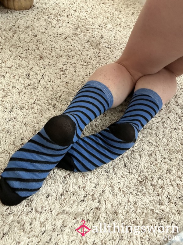 Knee-high Blue And Black Socks
