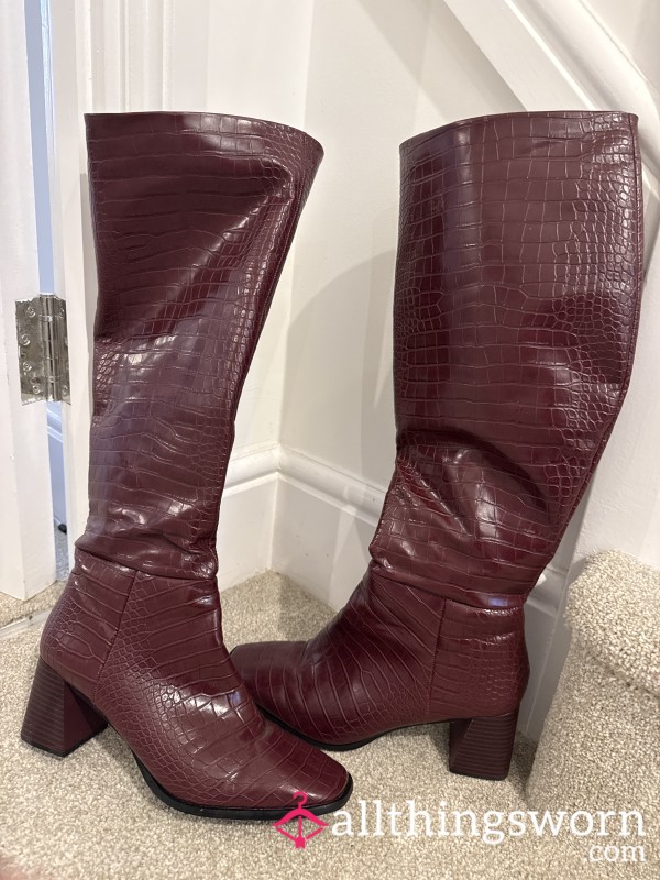 Knee High Burgundy Boots