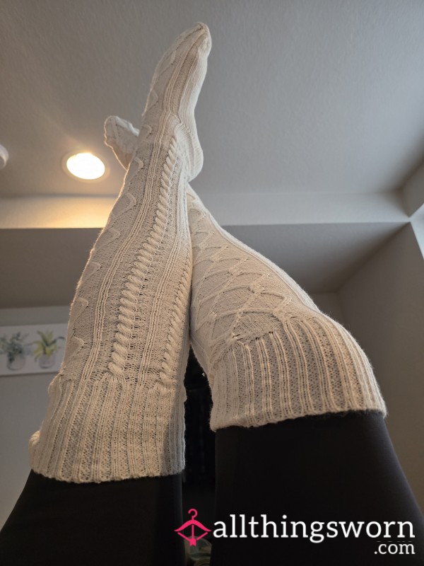 Knee-High Cable Knit Socks- Ready To Customize