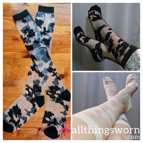 Knee High Flor*l Nylons