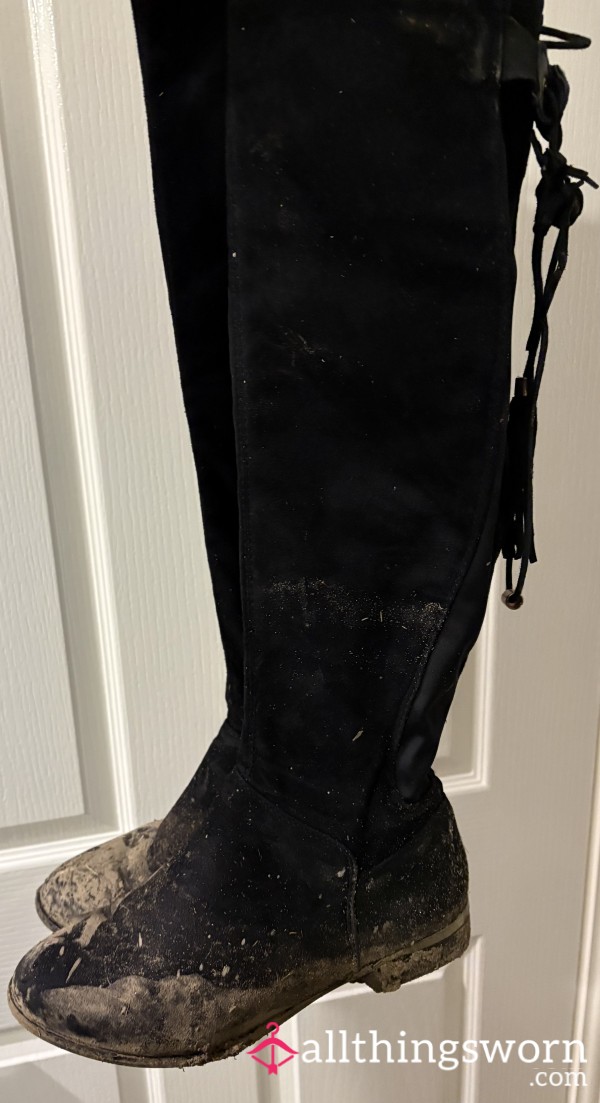 Knee High Muddy Boots