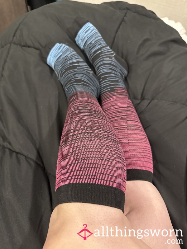 Knee High Pink And Blue Socks