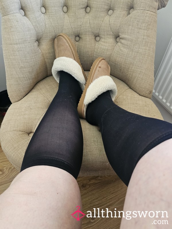 Knee High Stocking Black Large Will Wear My Slippers Too!😷