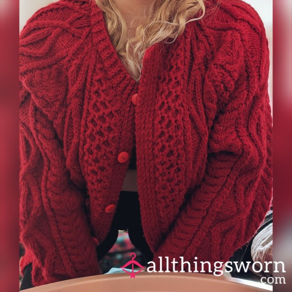 Knitted Red Cardigan