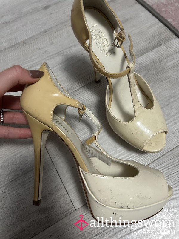 Cream Worn High Heels