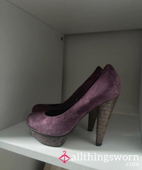 Kurt Geiger Velvet High Heels £30.00! Size 4. BEAUTIFUL! To Be Adorned! 💜💜💜