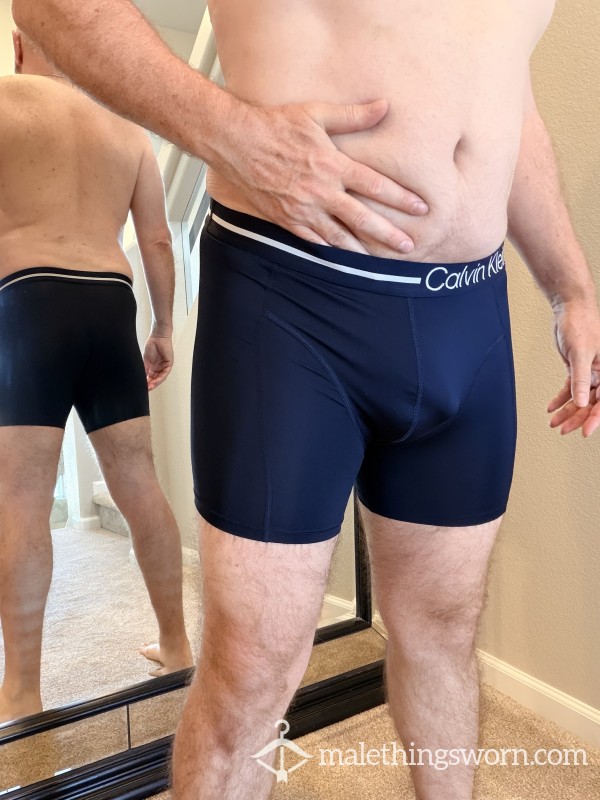 L Boxer Briefs - Navy, Polyester/Spandex Blend, Well-worn