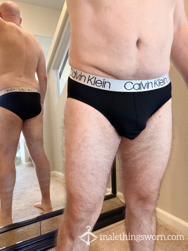 L Briefs - Black, Polyester/Nylon Blend, Well-worn