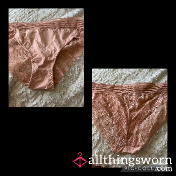 Lace And Cotton/satin Pink, Full Back Panties