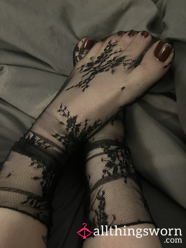 Lace Black See-through Socks, Used🖤