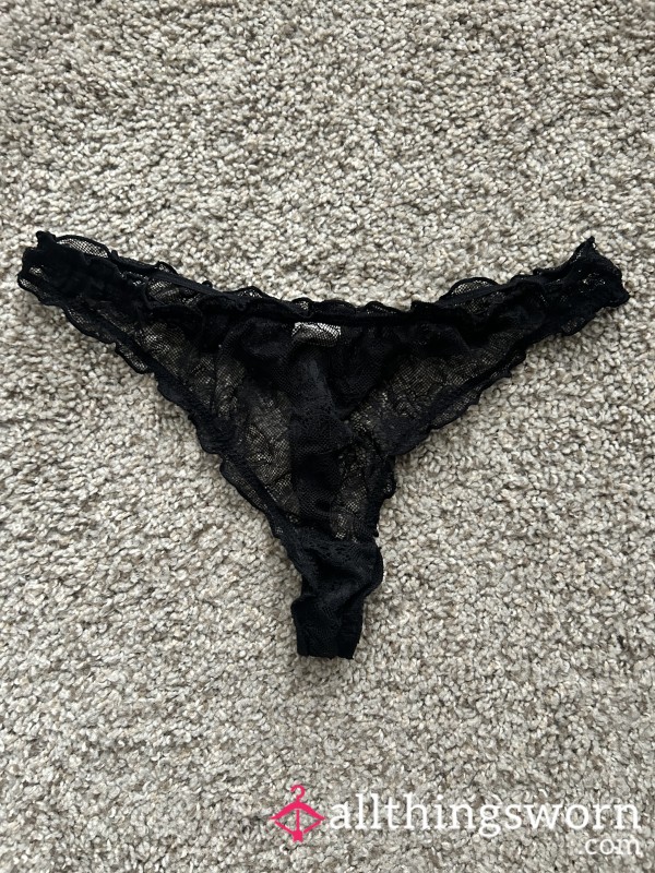 Lace Black Thong