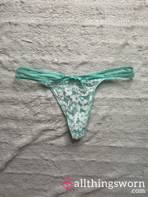 Lace Blue & White Thong