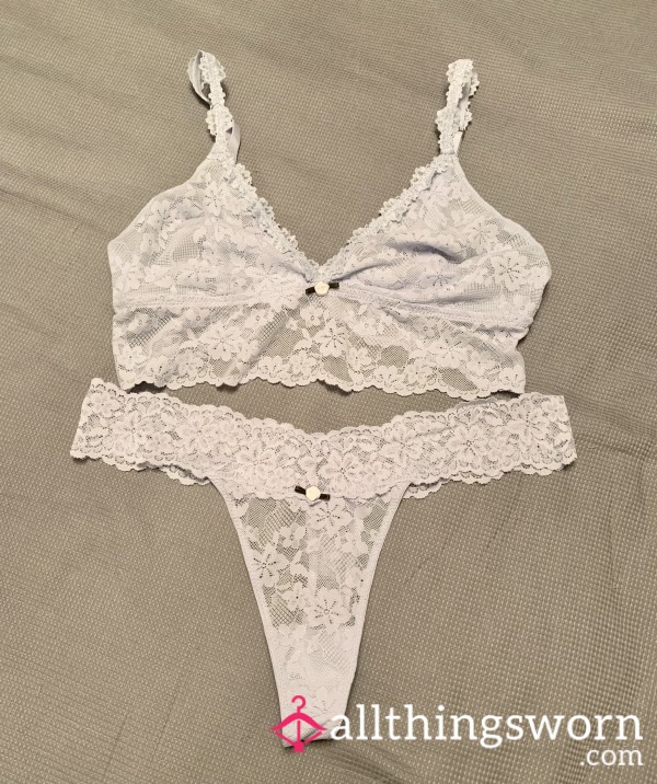 Lace Bralette And Thong Set
