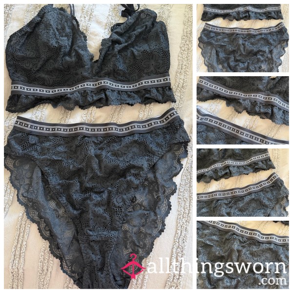 Lace Bralette & Panties Lingerie Set 🖤 Includes P&P, 24 Hour Wear & Proof Of Wear Pics 🖤
