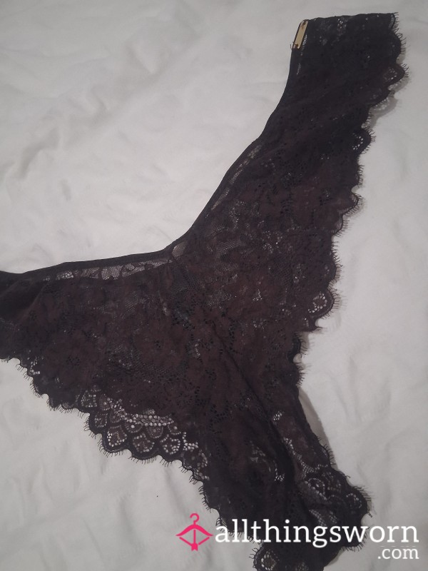 Lace Brazilian Thong Worn 24 Hrs Including Leg Day 🤎