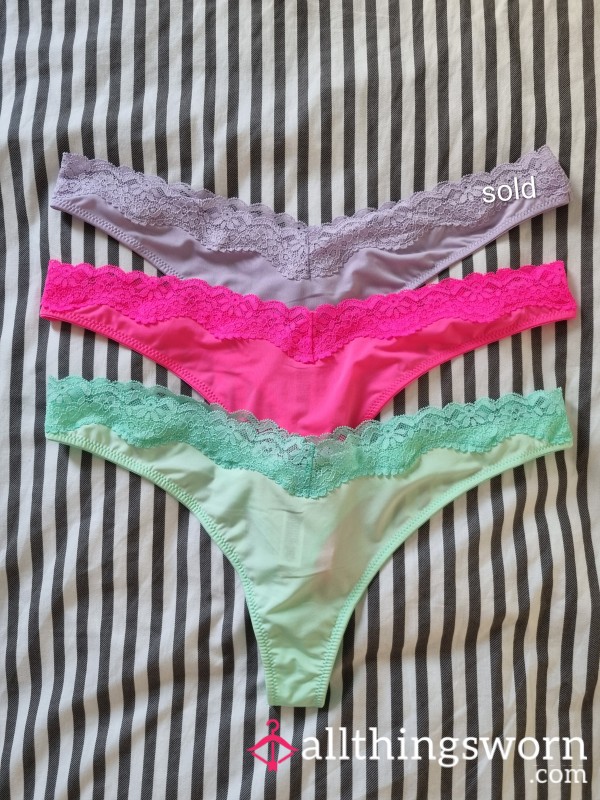 Lace Edge Thongs In Spring Colours