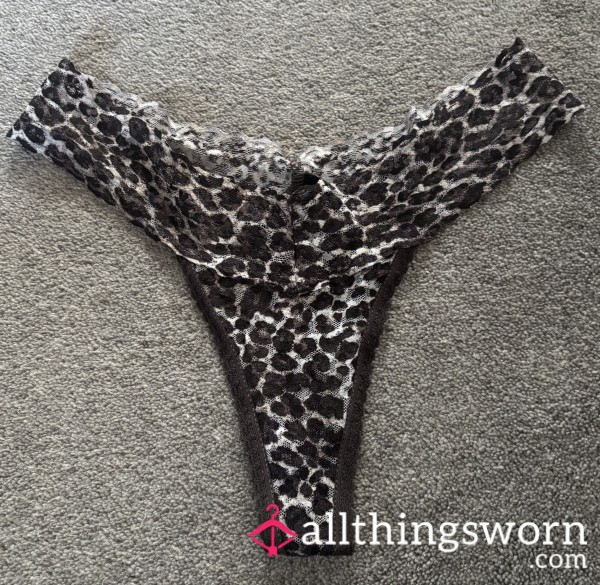 Lace Leopard Print Thong