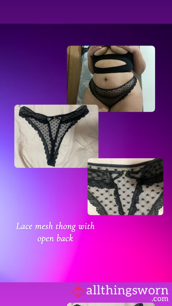 Lace Mesh Heart Thong
