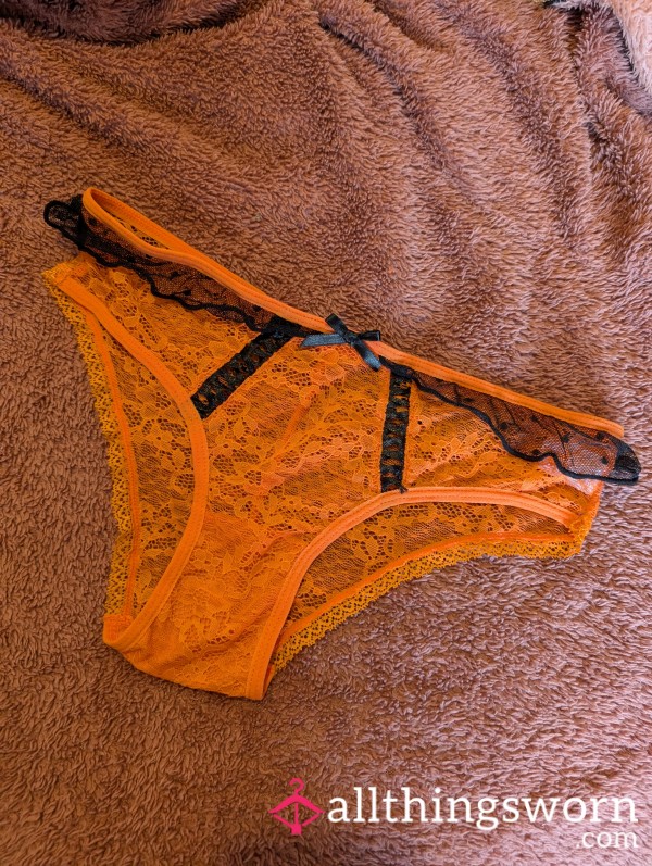 Lace Orange And Black Panties