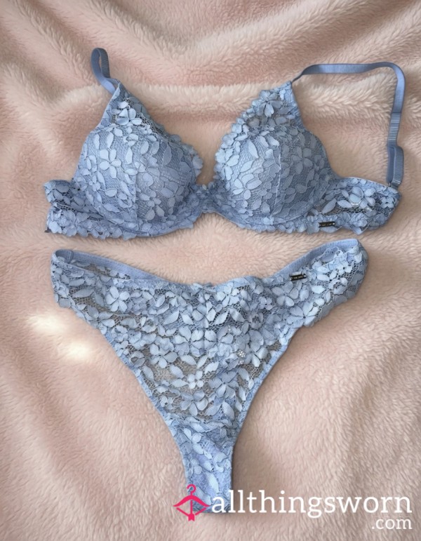 Lace Pale Blue Lingerie Set