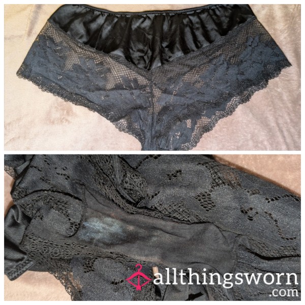 Lace Panties With A Silk Front And Lace Frill