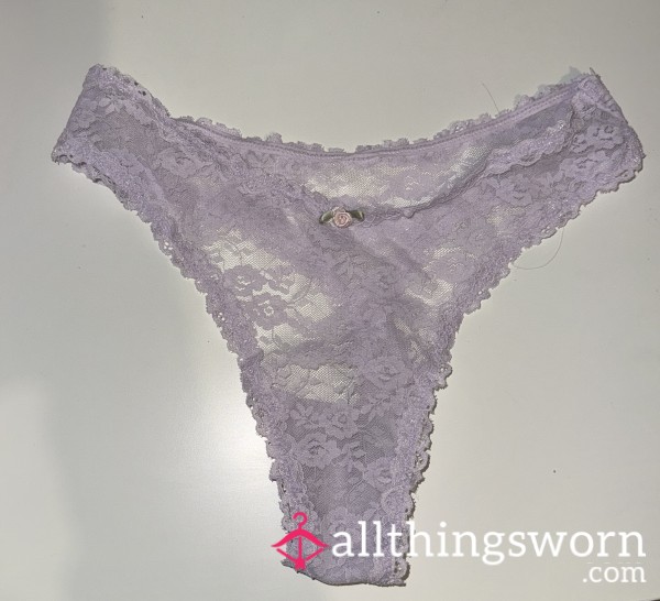 48 HOUR WEAR Lace Purple Thong Ready To Ship