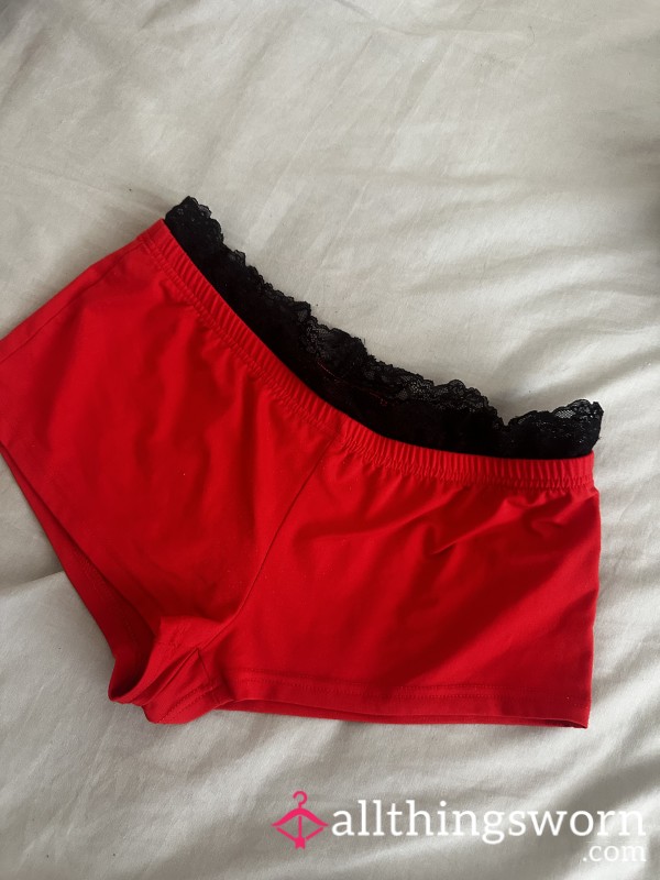 Lace Red Shorts (very Short, Size S)