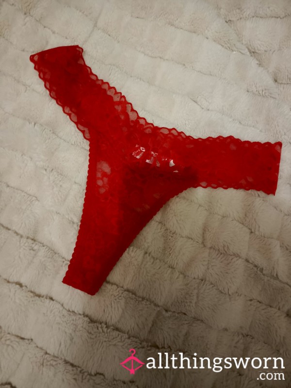 Lace Red Thong With Full 24 Hour Wear