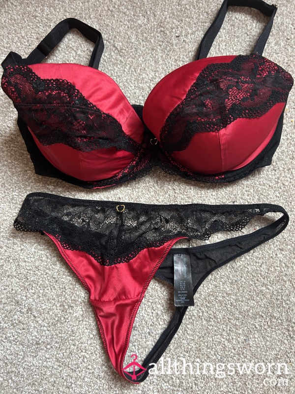 Lace & Silk Bra And Thong Set