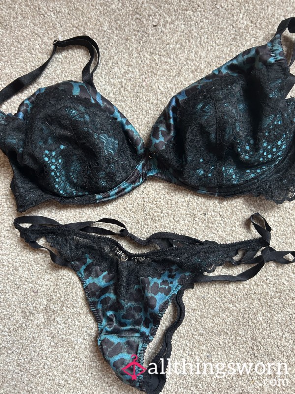 Lace & Sill Bra And Thong Set