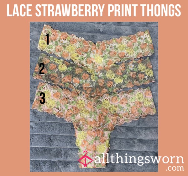 Lace Strawberry Print Thongs🍓