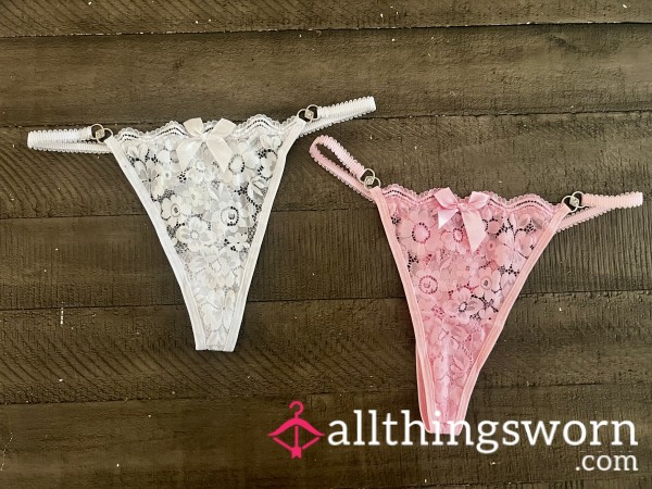 Lace Thongs 🎀 💗🤍 - Custom 48hr+ Wear