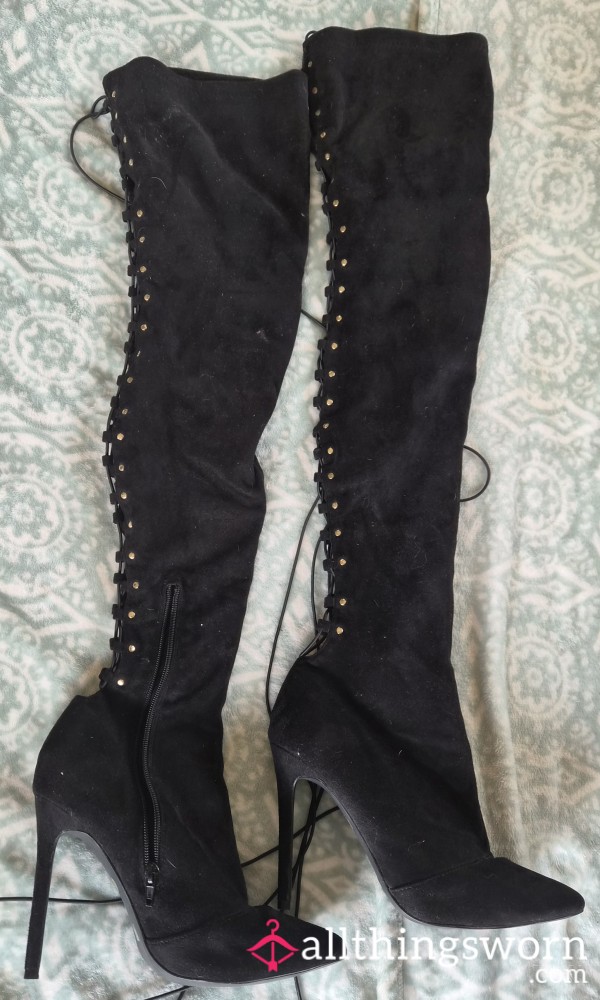 Lace Tie Up Knee/Thigh High Heel Boots