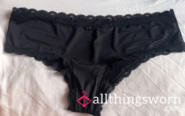 Lace Trim Black Panties
