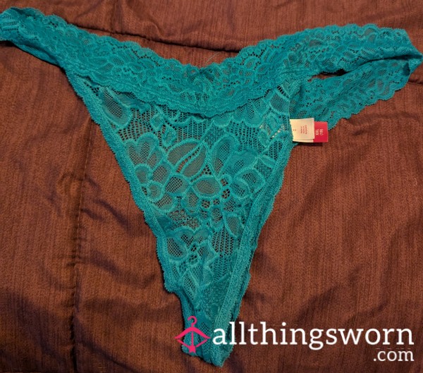 Lace Turquoise Thong