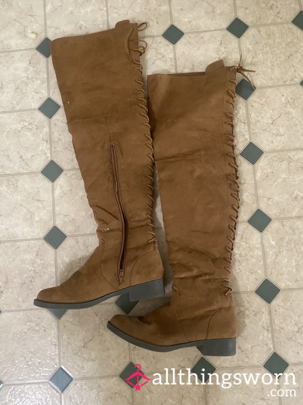 Lace-Up Over-the-Knee Boots | Custom Worn Before Shipping