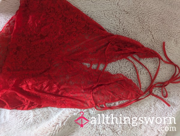 Lace Up Red Short Dress