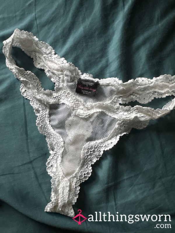 Lace White Thong