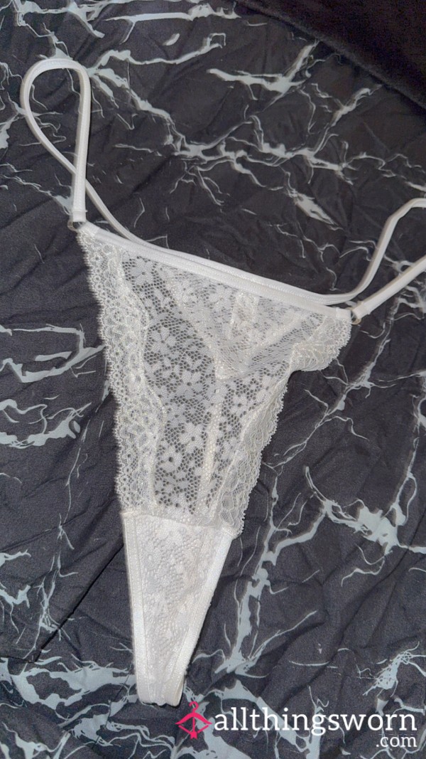 Lace White Thong