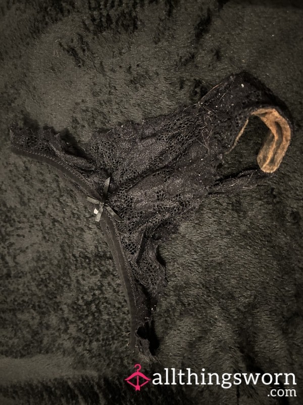 🖤 Laced In Lust – Worn Black Lace Thong 🔥