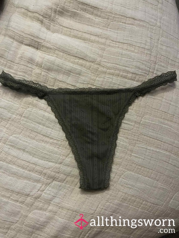 Laced Khaki Thong With Detail, Sweaty And Worn To The Gym For A Heavy Session