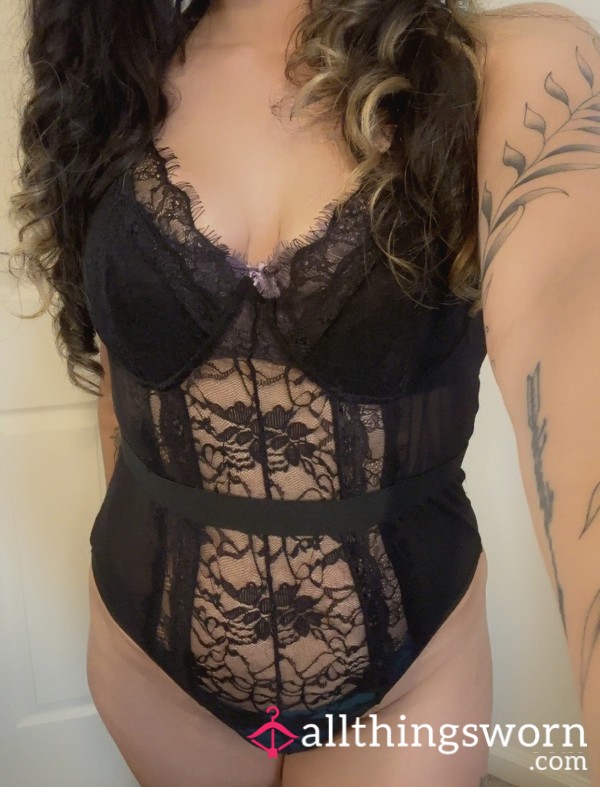 Laced & Loaded 🖤 Worn Black Lace Bodysuit For The Bold