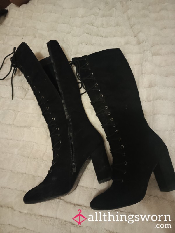 Laced Up Knee High Boots