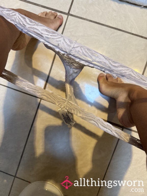 Laced White Thong- Juicy After Leg Day