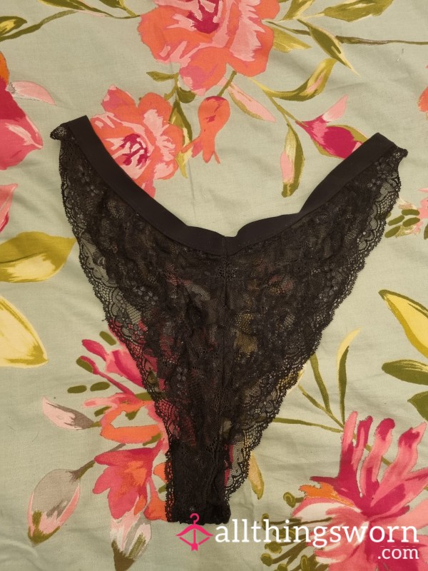 Lacey Black Knickers Ready For You To Sniff Or Even Wear!