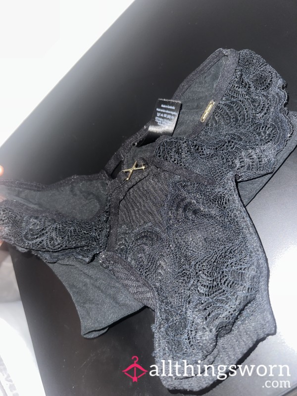 Lacey Black Thongs, Worn All Day.