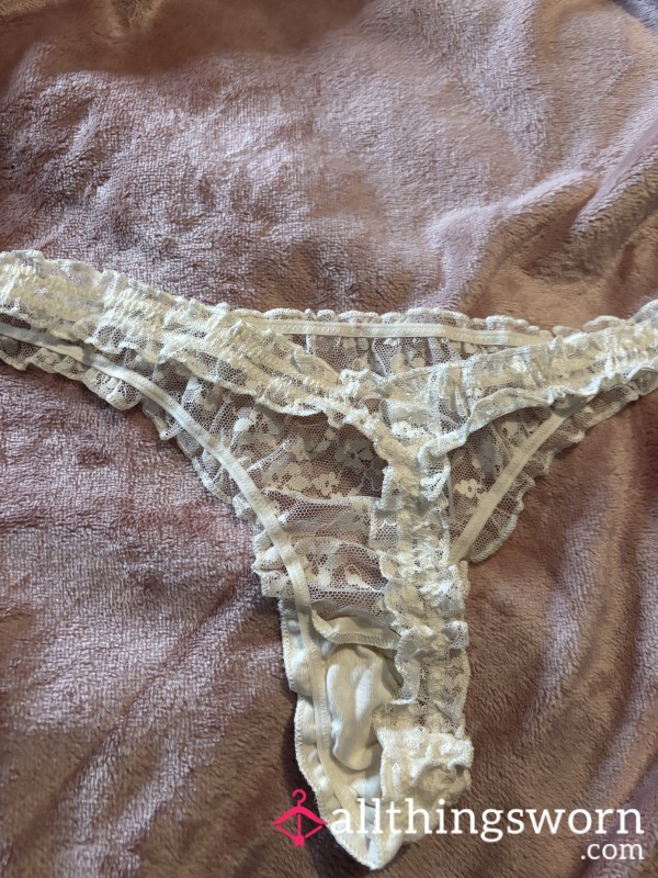 Lacey Cream Thong