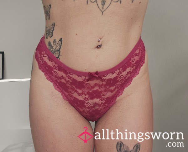 🩷❤️ Lacey Dark Pink/red S**y Worn Thong 💋