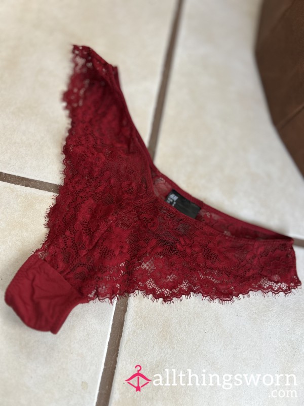Lacey Red Half Thong (worn For A Day)